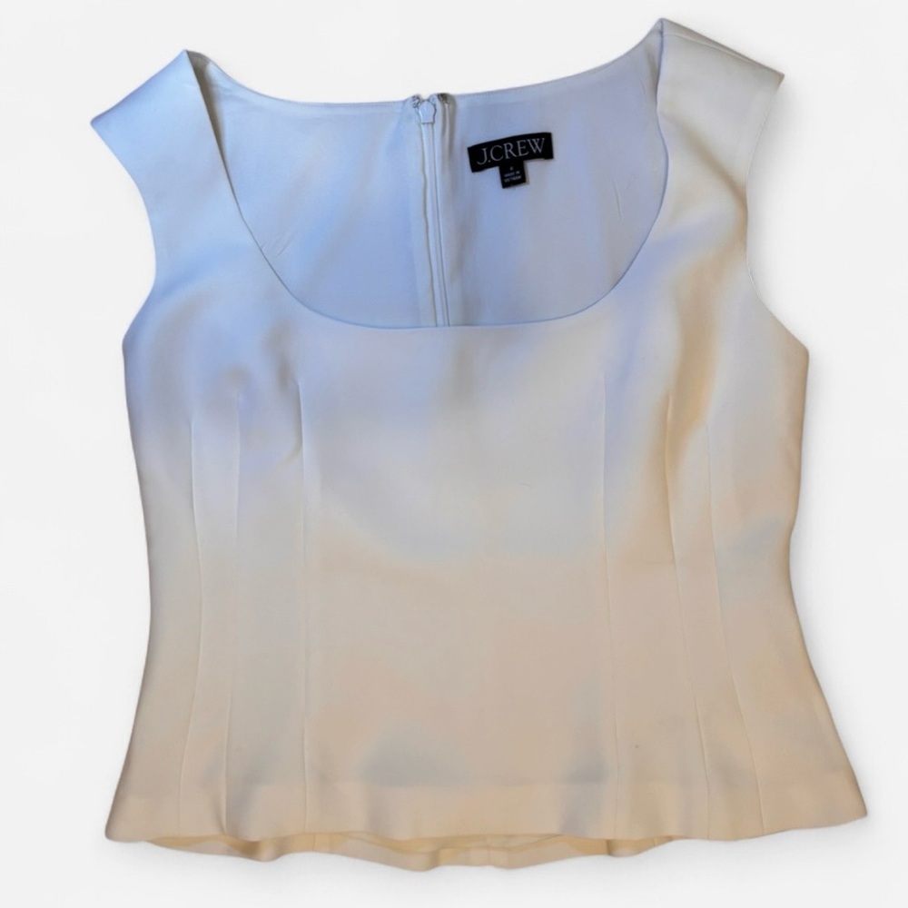 J. Crew Women's Wide White Scoopneck Tank Top size 6 - Picture 2 of 6